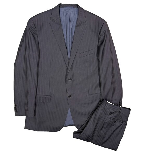 Ermenegildo Zenga Suit "Z Zegna" City Fit Striped Navy Blue 2pc Wool 44L 38x32 - Picture 1 of 12